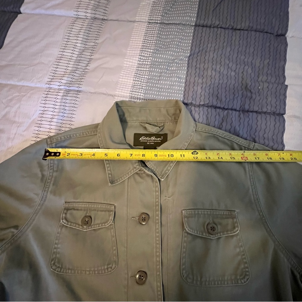Eddie Bauer Womens Olive Green Army Military Style Utility Jacket Sz XL Cotton - Picture 9 of 16